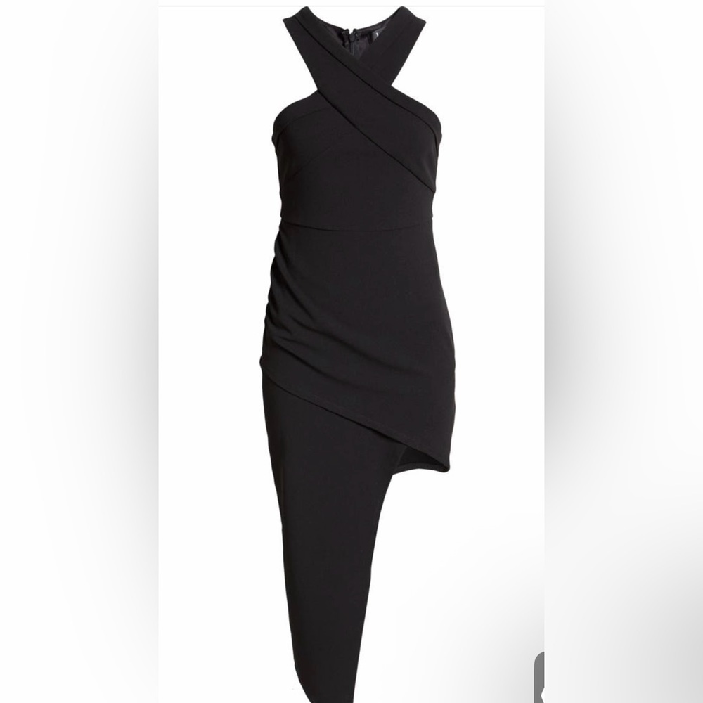 Lulu’s Guess Again Halter Neck Asymmetrical Midi Dress - Picture 3 of 4
